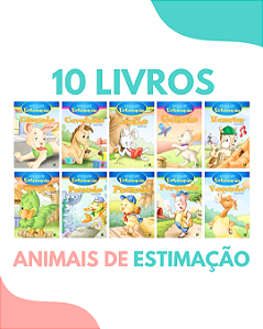Kit com 10 Mini Livros Animais de Estimação Ilustrado - Brasileitura