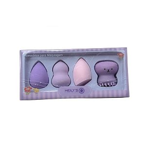 Kit 3 Esponjas e 1 Polvinho Esfoliante - Meily's