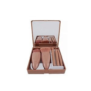 Kit 5 Pinceis - PEQUENOS-MINI para viagem (Cor Marrom)