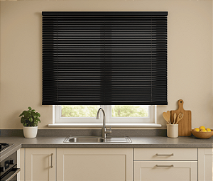 Persiana Horizontal PVC 25mm BLOCK 100larg x 220alt Preta