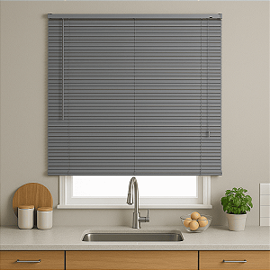 Persiana Horizontal PVC 25mm BLOCK 120larg x 160alt Cinza