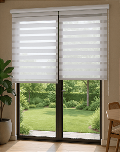 Persiana Double Vision Sunny 200larg x 220alt Branca c/ bandô