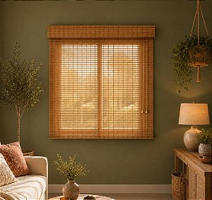 OUTLET Persiana Pronta Rolô Bambu 160larg x 140alt  Natural
