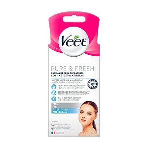 FOLHAS VEET PURE & FRESH FACE C/16 PELE DELICADA