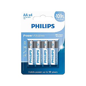PHILIPS PILHA PEQUENA AA ALCALINA C/4 - .
