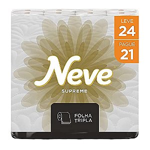 Neve Papel Higiênico Supreme Folha Tripla 20m Leve 24 Pague 21 Rolos