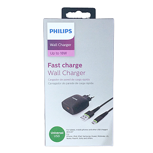 Carregador Mais Rápido Universal + Cabo Philips Micro Usb Original