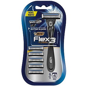Aparelho de Barbear Bic Flex3 Hybrid com 5 Cartuchos