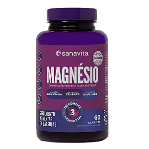 60 Cápsulas Magnésio Tri Complex Sanavita Suplemento