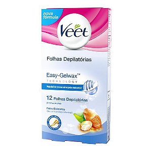 Folhas Depilatórias Corporal Peles Delicadas - 12 Folhas Veet
