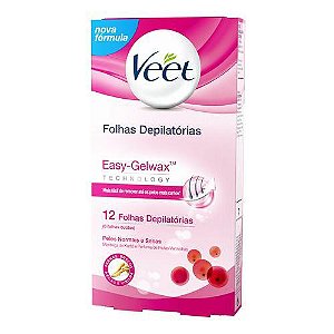Folhas Depilatórias Corporal Peles Normais e Secas - 12 Folhas Veet