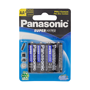 Pilha Panasonic Comum Aa Cartela Com 4 Unidades Super Hyper