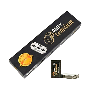 Lâminas de Barbear Derby Preta Premium em aço inox para Navalhas Caixa Fechada