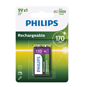 Bateria Recarregável Philips 9 Volts