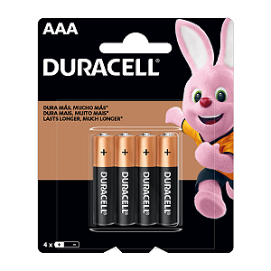 Pilhas Alcalinas Duracell AAA Palito 4 Unidades 1,5v