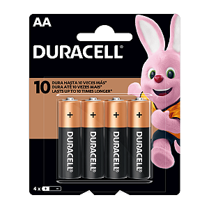Pilhas Alcalinas Duracell AA Pequena 4 Unidades 1,5v