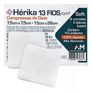Compressa de Gaze Estéril 13 Fios Herika