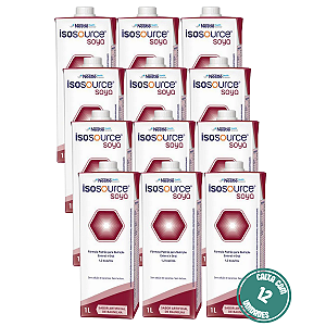 Isosource Soya 1L Nestlé Nutrição Enteral Normocalórica - Kit 12 Unidades