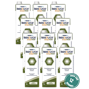 Isosource Soya Fiber 1L Nestlé Nutrição Enteral Normocalórica - Kit 12 Unidades