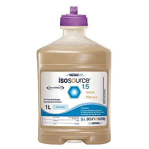 Isosource 1.5 1L SF Sem Fibras Nestlé Nutrição Enteral Hipercalórica