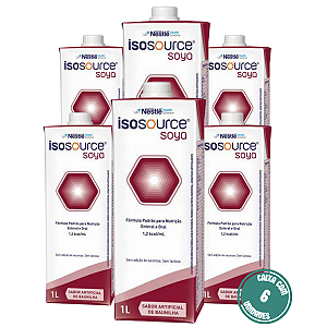 Isosource Soya 1L Nestlé Nutrição Enteral Normocalórica - Kit 6 Unidades