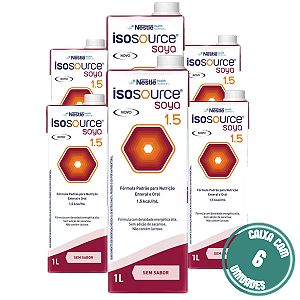 Isosource Soya 1.5 1L Nestlé Dieta Enteral Hipercalórica 1,5 kcal/ml - Kit 6 Litros