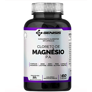 CLORETO DE MAGNÉSIO P.A. 60 CÁPSULAS MAGNÉSIO ALTA ABSORÇÃO USO DIÁRIO