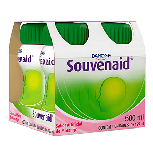 Souvenaid Morango Danone Kit 4x125ml Suplemento Nutricional para Memória e Função Cognitiva