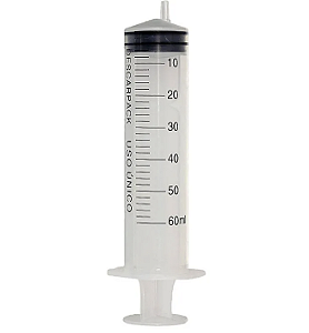 Seringa Descartável 60ML Luer Slip Bico Lateral Injex