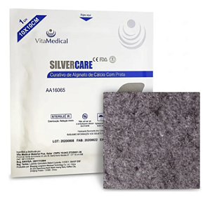 Curativo Alginato de Cálcio e Prata 10cm x 10cm VitaMedical Unidade