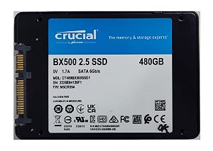 SSD SATA 480GB 2.5" CRUCIAL BX500