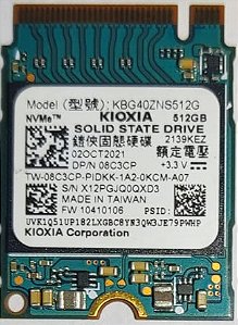 SSD NVMe 512GB KIOXIA KBG40ZNS512G M2 2230