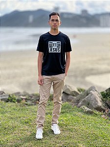 Camiseta Basic Life With Jesus Menalmei Preta