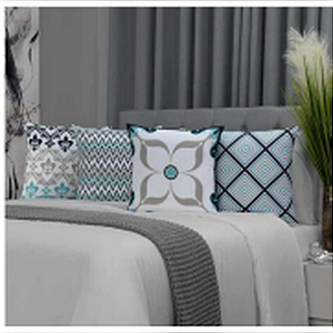 Kit 4 Almofadas Cheias Decorativas Veludo 45x45 Turqueza Geométrica