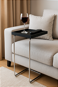 Mesa Lateral de Apoio Para Sala Sofá Estrutura Metálica Decoração Praticidade e Elegância