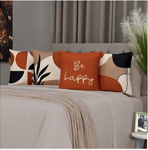 Kit c/4 Almofadas Cheias Decorativas Veludo 45x45 Elegância Terracota Para Sala ou Quarto Enchimento
