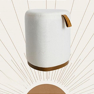 Puff Orion Estofado Linho Cru Off White 36x43cm Decoração