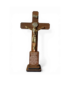 Crucifixo de Mesa em MDF com Oração de São Bento - 25cm