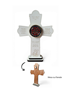 Crucifixo de Mesa e Parede com Oração de São Bento 20cm