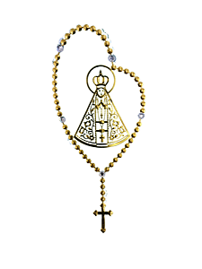 Adesivo Alto Relevo Terço com Virgem Maria Automotivo (15cm)