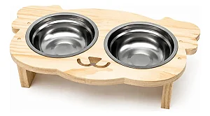 Comedouro Elevado Para Cães E Gatos Duplo Inox P E M Ração