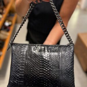 Bolsa Python Três Repartições Preta