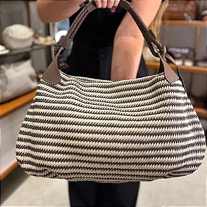 Bolsa Tresse Alça Trançada Cacau e Off White