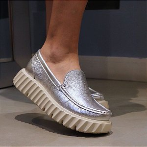 Loafer Flatform Prata