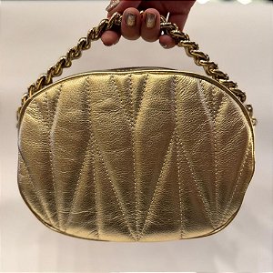 Bolsa Matelassê Oval Ouro