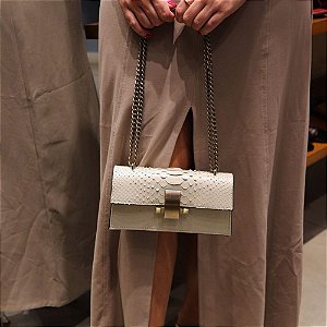 Bolsa Python Alça Corrente Off White