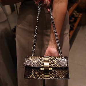 Bolsa Python Alça Corrente Verde