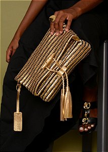 Bolsa Carteira Tressê Tela Ouro