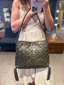 Bolsa em Pele de Pirarucu Verde Militar