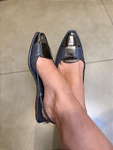 Sapatilha Slingback Detalhe Pewter